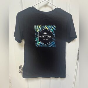 Quiksilver Black Tee with Blue and Green Graphic